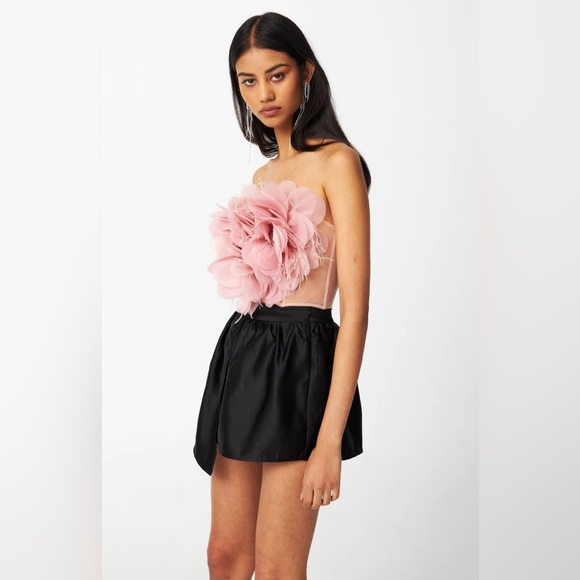 Par Violet Floral Tribute Bustier Top in Dusty Rose - Picture 2 of 5